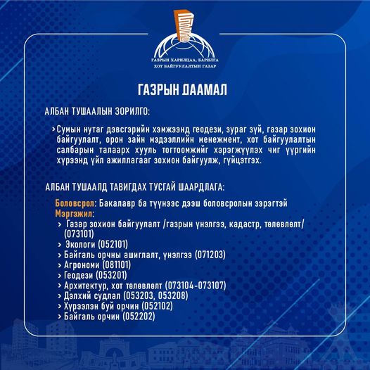 ТӨРИЙН ЗАХИРГААНЫ БАЙГУУЛЛАГЫН ГҮЙЦЭТГЭХ АЛБАН ТУШААЛЫН ДАРААХ СУЛ ОРОН ТООГ НӨХӨХ ТУСГАЙ ШАЛГАЛТ ЗАРЛАГДЛАА.