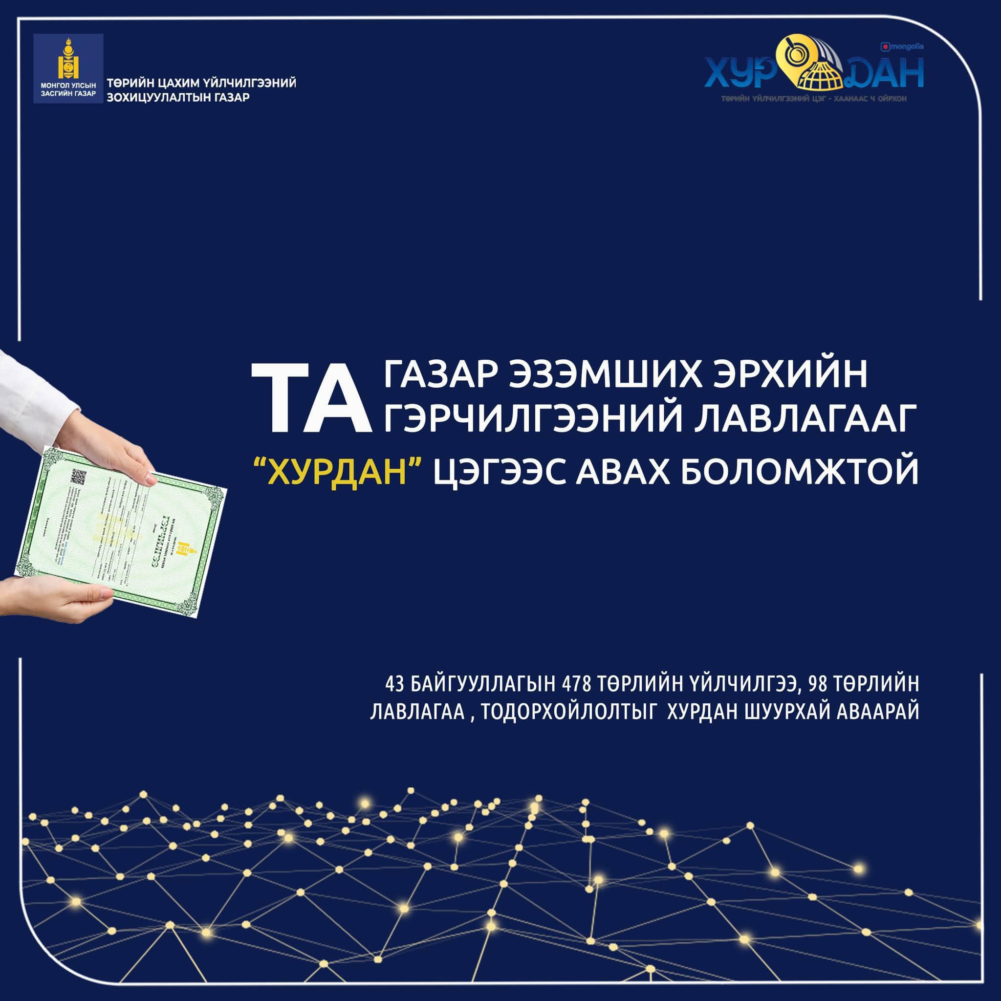 ТӨРИЙН ҮЙЛЧИЛГЭЭНИЙ ЦЭГ – ХААНААС Ч ОЙРХОН