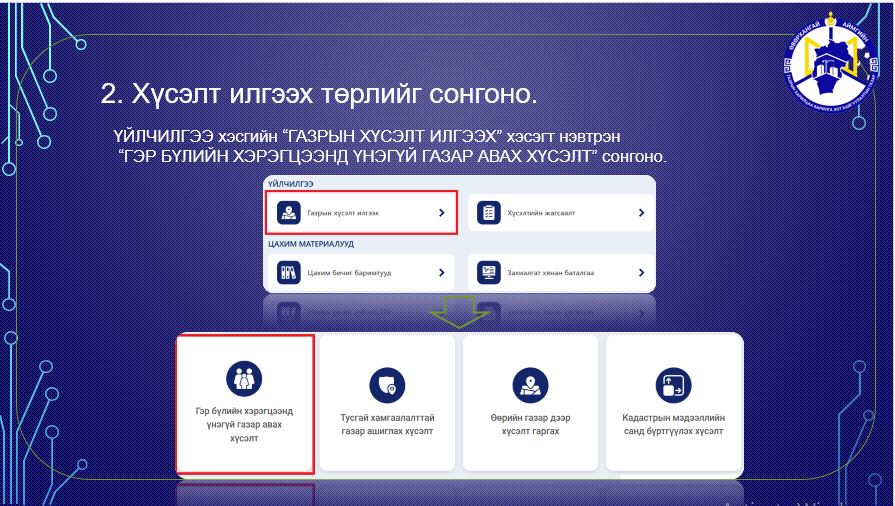 УЛСЫН ХЭМЖЭЭНД ШИНЭЭР ГАЗАР ЭЗЭМШИХ ХҮСЭЛТИЙГ ЦАХИМААР ХҮЛЭЭН АВАХ БОЛОМЖТОЙ БОЛЛОО.