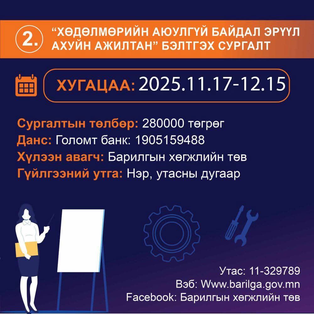 2025 ОНЫ 11 ДҮГЭЭР САРЫН ЧАДАВХЖУУЛАХ СУРГАЛТ ЗАРЛАГДЛАА