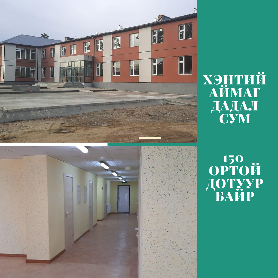 ХЭНТИЙ АЙМГИЙН ДАДАЛ СУМАНД 150 ХҮҮХДИЙН ДОТУУР БАЙРНЫ БАРИЛГА ШИНЭЭР АШИГЛАЛТАД ОРЛОО.