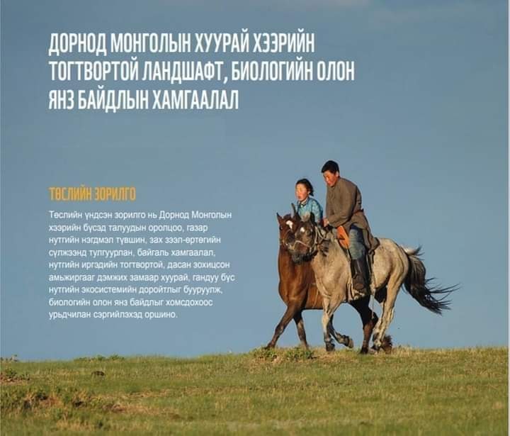 Даян дэлхийн байгаль орчны сангийн буцалтгүй тусламжаар Байгаль орчин, аялал жуулчлалын яам (БОАЖЯ), НҮБ-ын Хүнс, хөдөө аж ахуйн байгууллага (FAO), Дэлхийн байгаль хамгаалах сан (WWF) хамтран 2021-2026 онуудад “Дорнод Монголын хуурай хээрийн тогтвортой ландшафт, биологийн олон янз байдлын хамгаалал” төсөл (Дорнод хээрийн төсөл)-ийг Хэнтий, Дорнод, Сүхбаатар аймгийн 9 сумдад хэрэгжинэ.