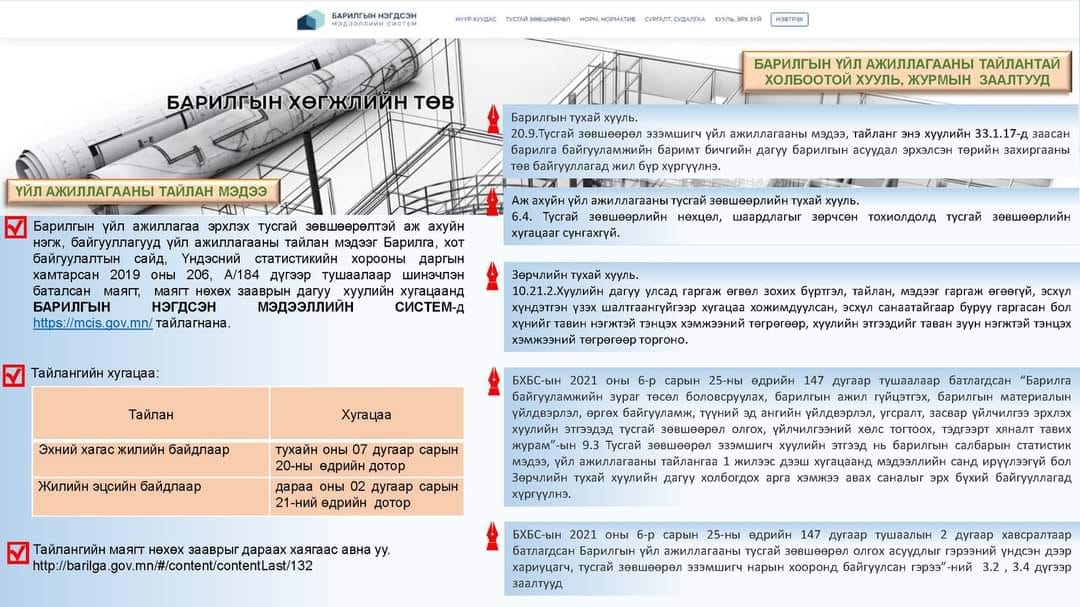 Барилгын тусгай зөвшөөрөлтэй ААНБ-ын анхааралд